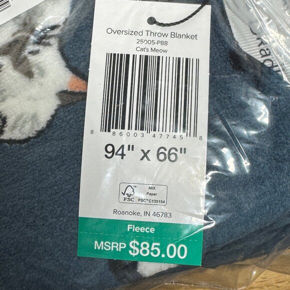 Vera Bradley Oversized Throw Blanket in Cat's Meow NWT 94" x 66" - Picture 3 of 7